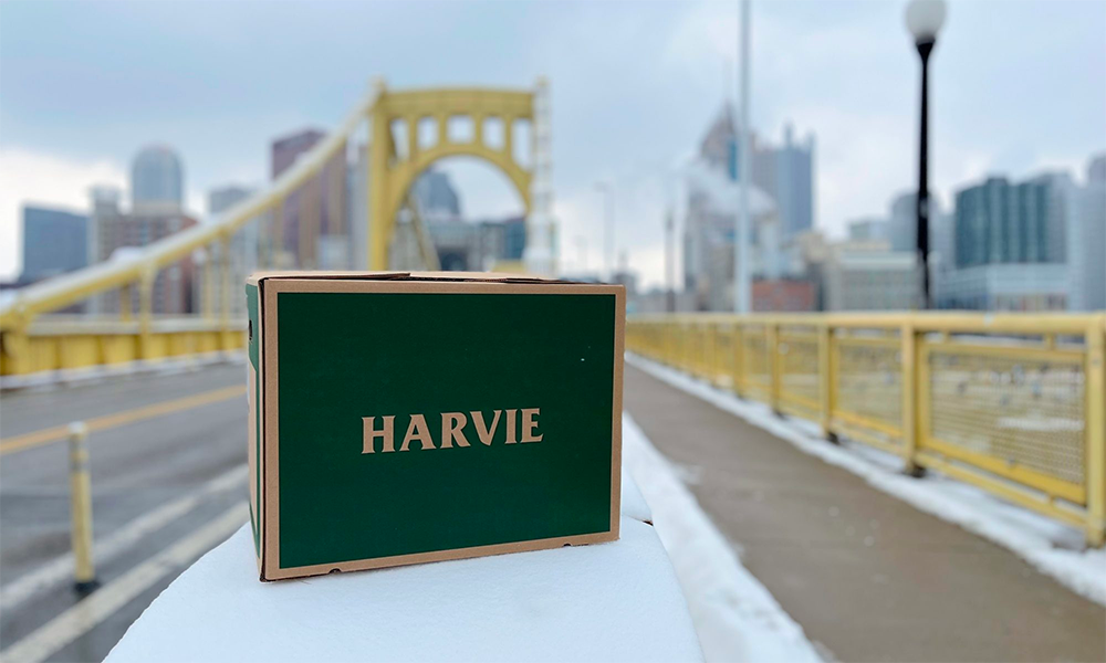 a harvie box sitting on a bridge
